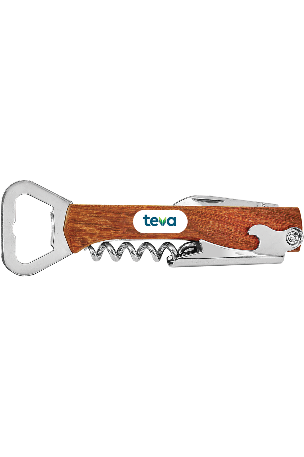 5 1/4" Wooden Bottle Opener & Wine Corkscrew